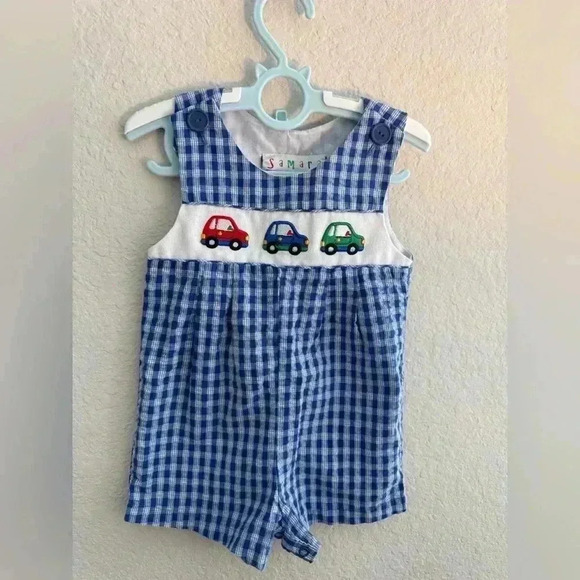 samara Other - Samara Vintage Car Jonjon Size 6-9M Smocked Detail Little Boys Blue White